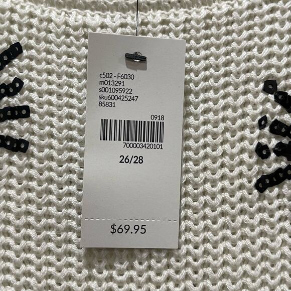 NEW Lane Bryant Ivory Sequin Embellished Crew Neck Sweater Size 26/28 - Picture 7 of 8